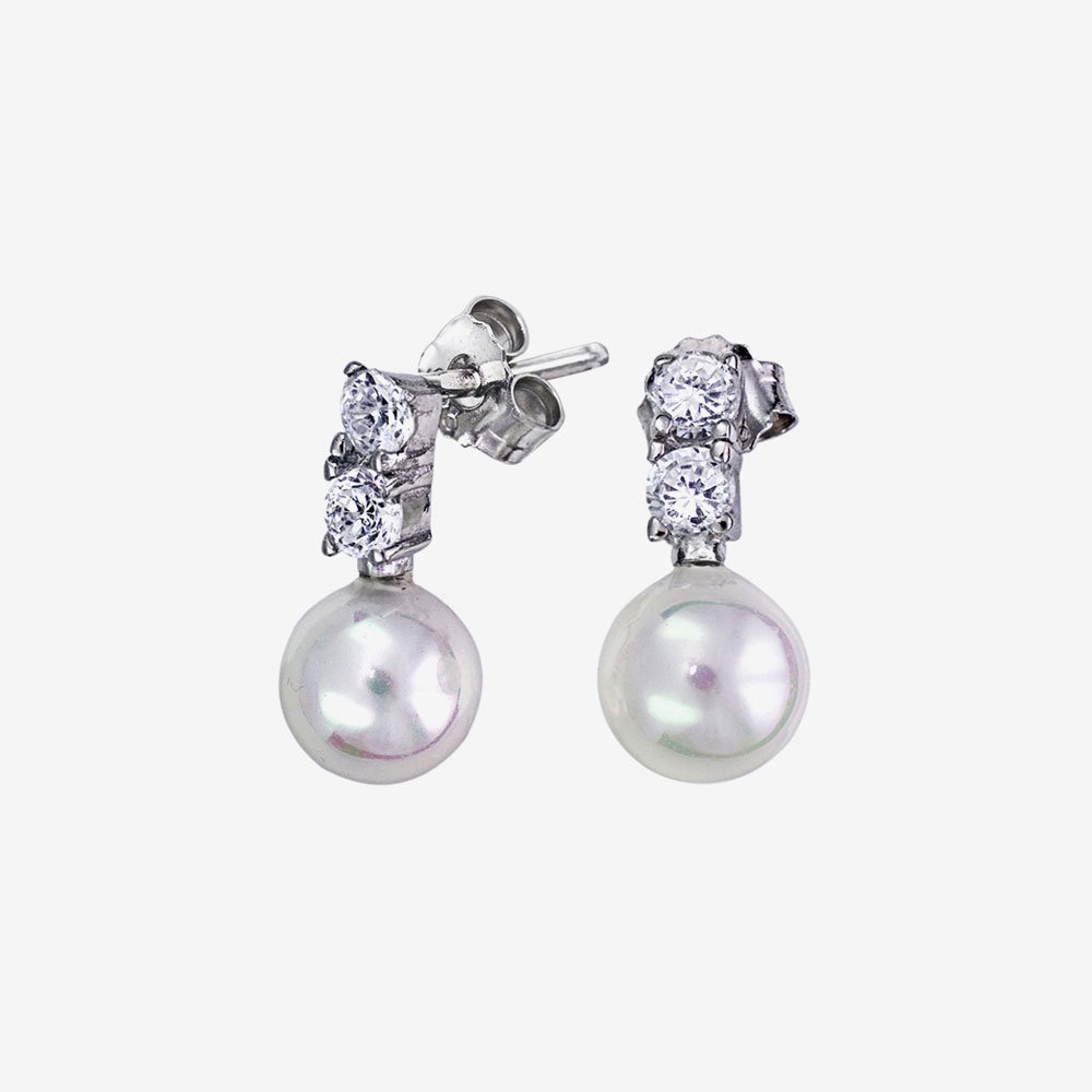 White Pearl Earrings